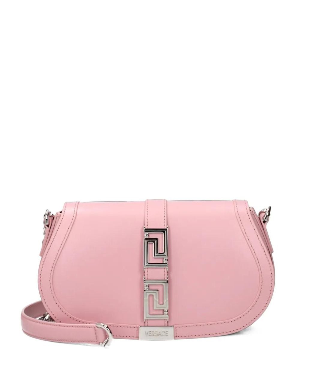 Versace Pink Greca Leather Shoulder Bag