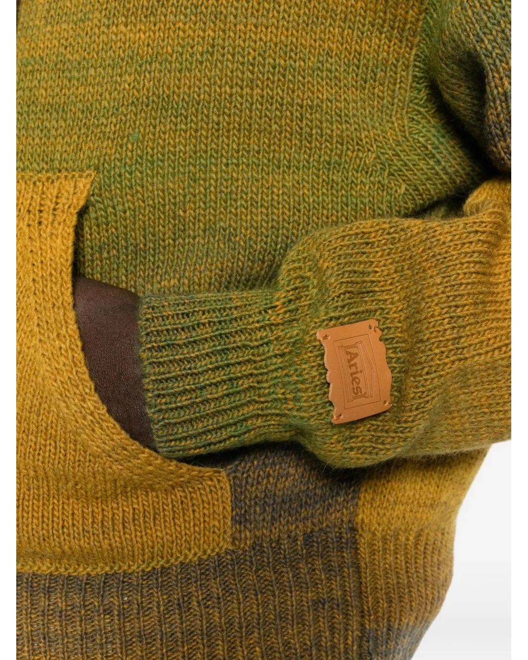 Aries Yellow Long-Sleeve Hoodie Cardigan