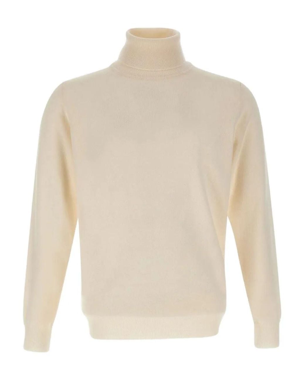 Kangra White Roll-Neck Ribbed-Edge Sweater for men