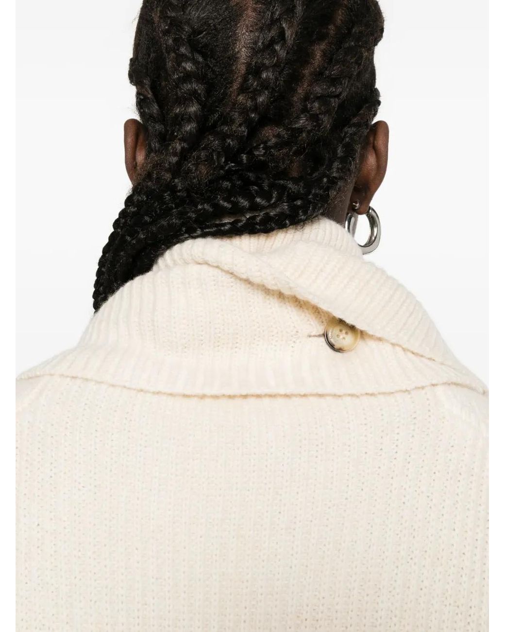 Nanushka Natural Turtleneck Foldback-Detail Sweater