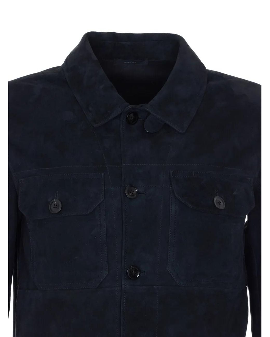 Tom Ford Blue Suede Button-Up Jacket for men