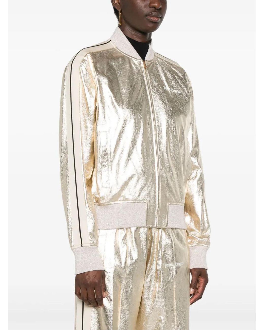 Palm Angels White Leather Bomber Jacket
