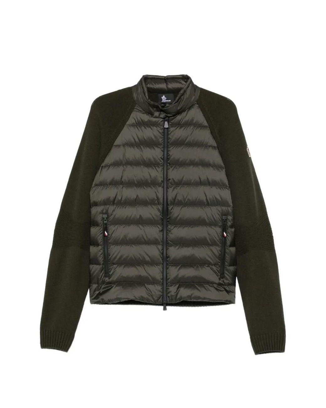 Moncler Green Quilted-Panel Padded Jacket for men