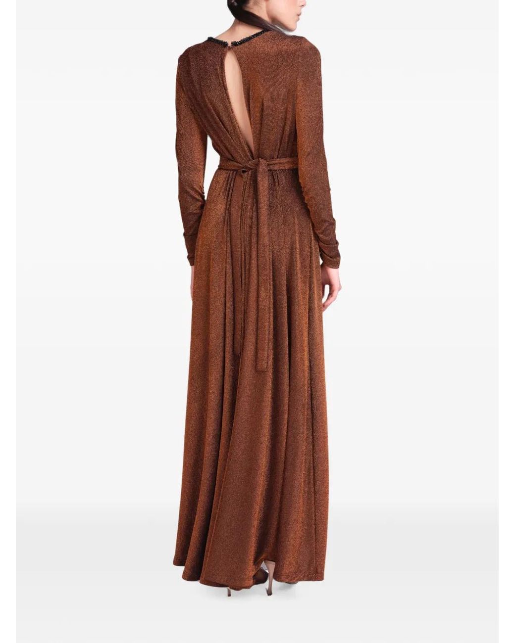 Baruni Verfraaide Maxi-Jurk in het Brown
