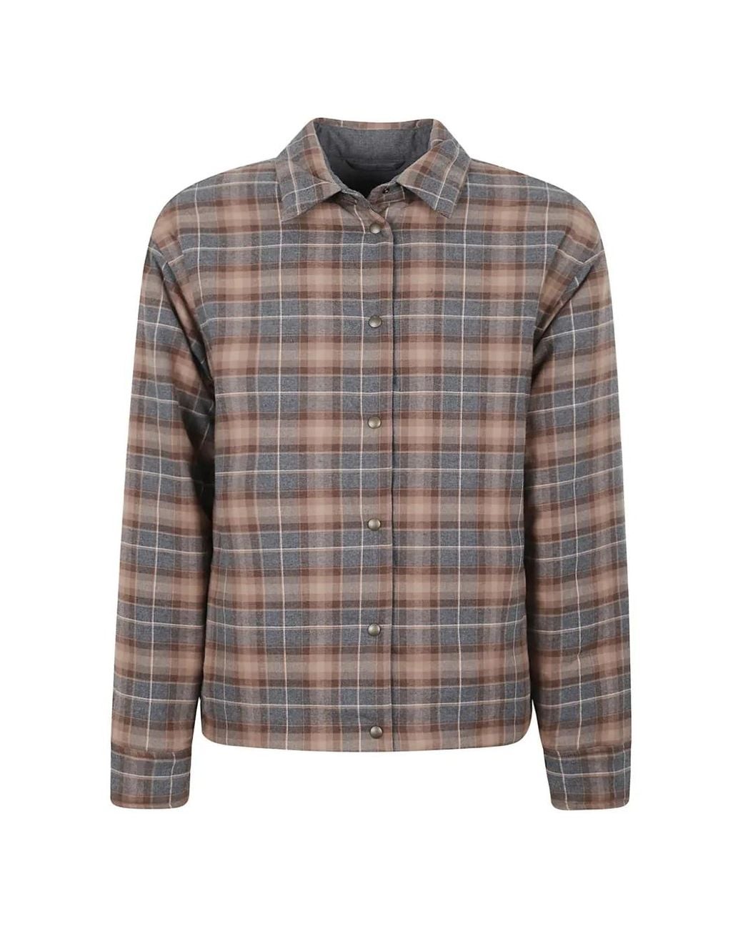 Tintoria Mattei 954 Gray Check-Pattern Quilted Overshirt for men