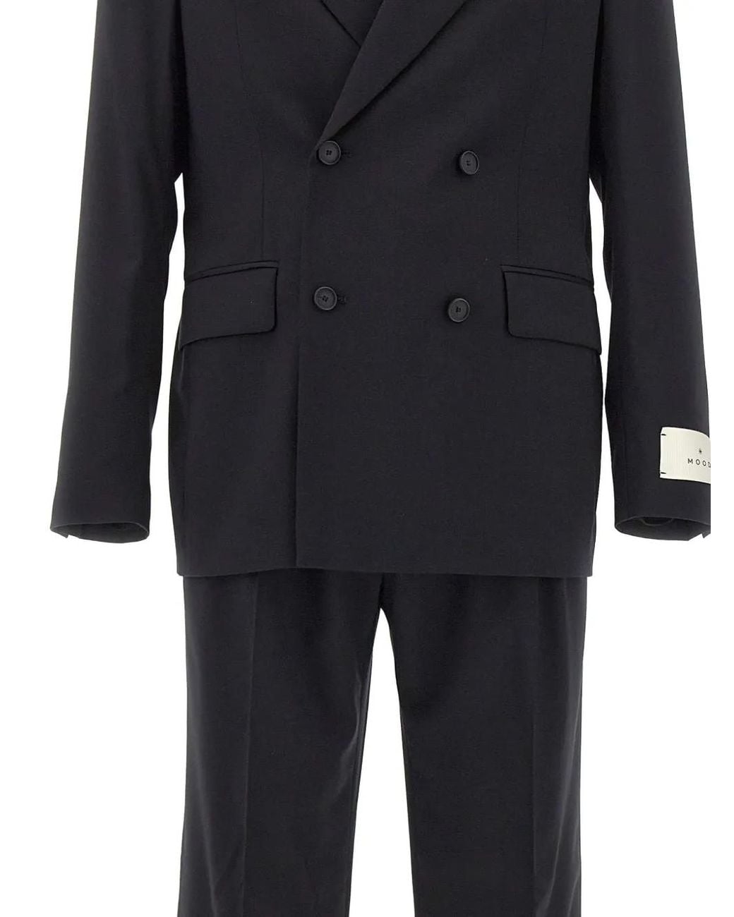 Manuel Ritz Black Double-Breasted Peak-Lapel Suit for men