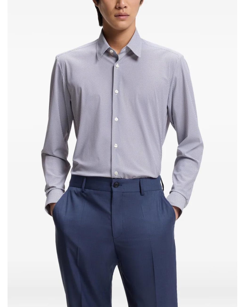 Boss Purple Printed Regular-Fit Shirt for men