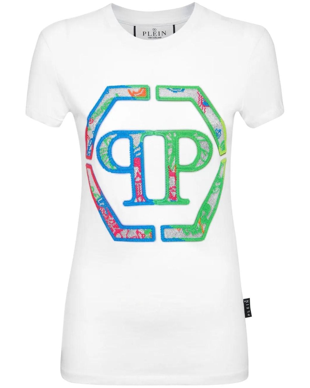 Philipp Plein Blue Logo-Embellished Cotton T-Shirt