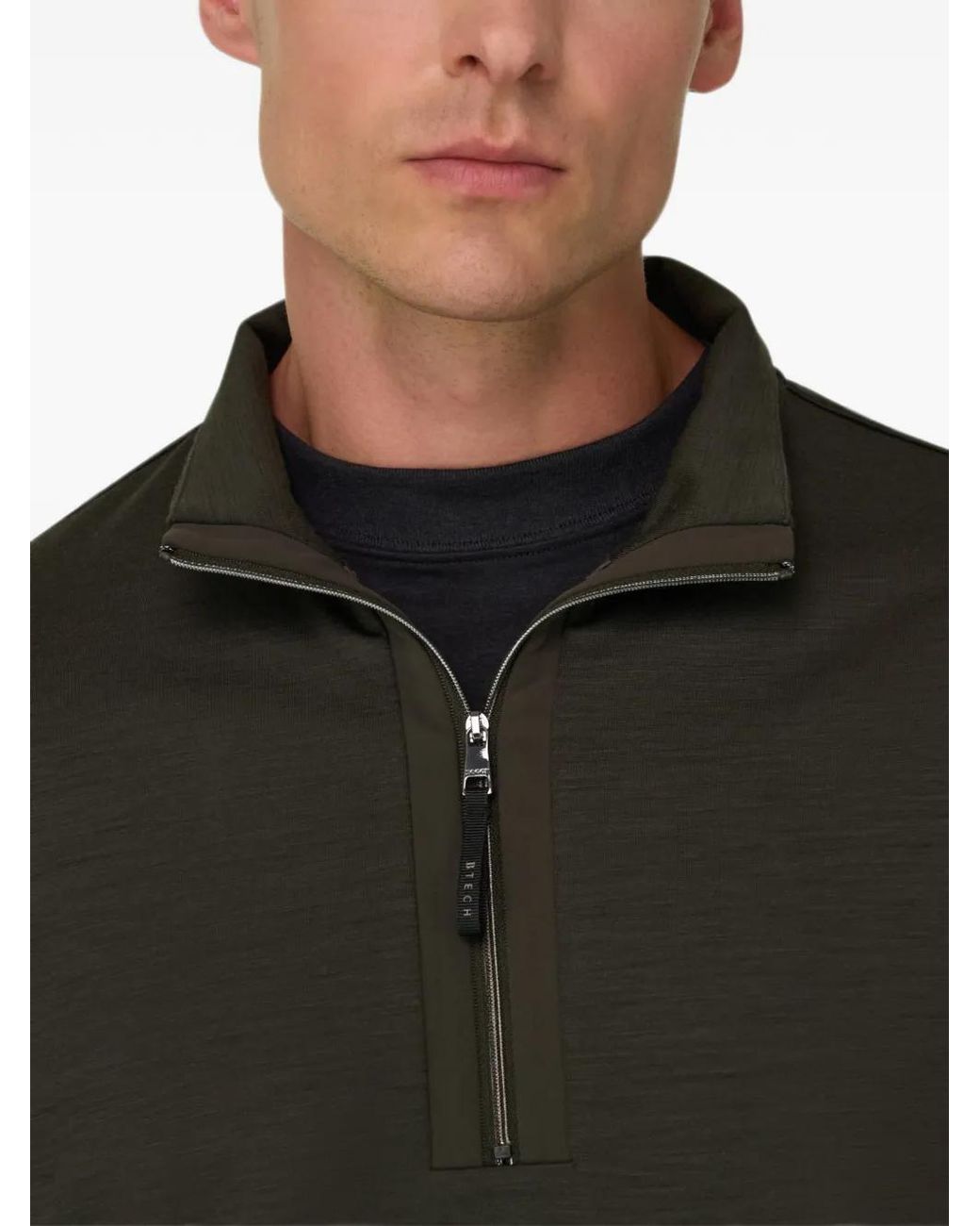 Boggi Black Sweat À Col Zippé En Laine Mélangée Wooltech for men