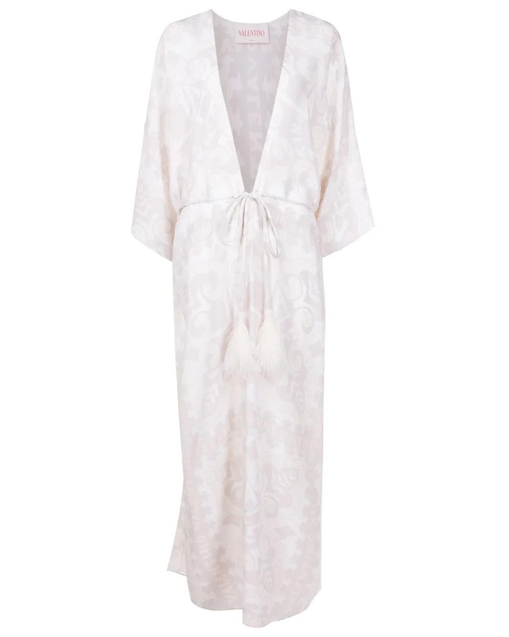Valentino Garavani White Geometric-Print Beach Cover-Up