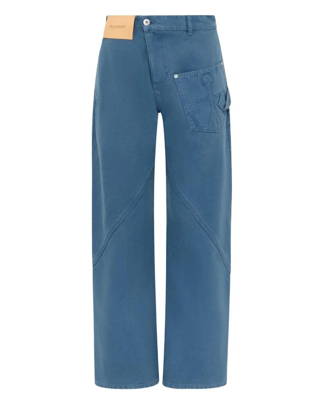 J.W. Anderson Blue Twisted Workwear Anchor-Patch Trousers for men