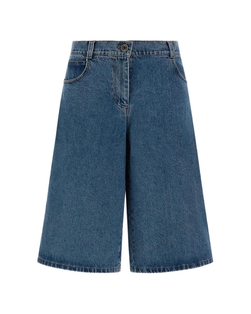 Herno Blue Five-Pocket Knee-Length Denim Shorts