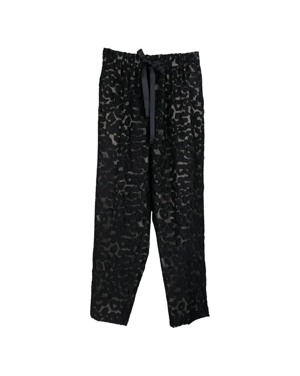 Psophia Black Leopard-Pattern Devoré Trousers