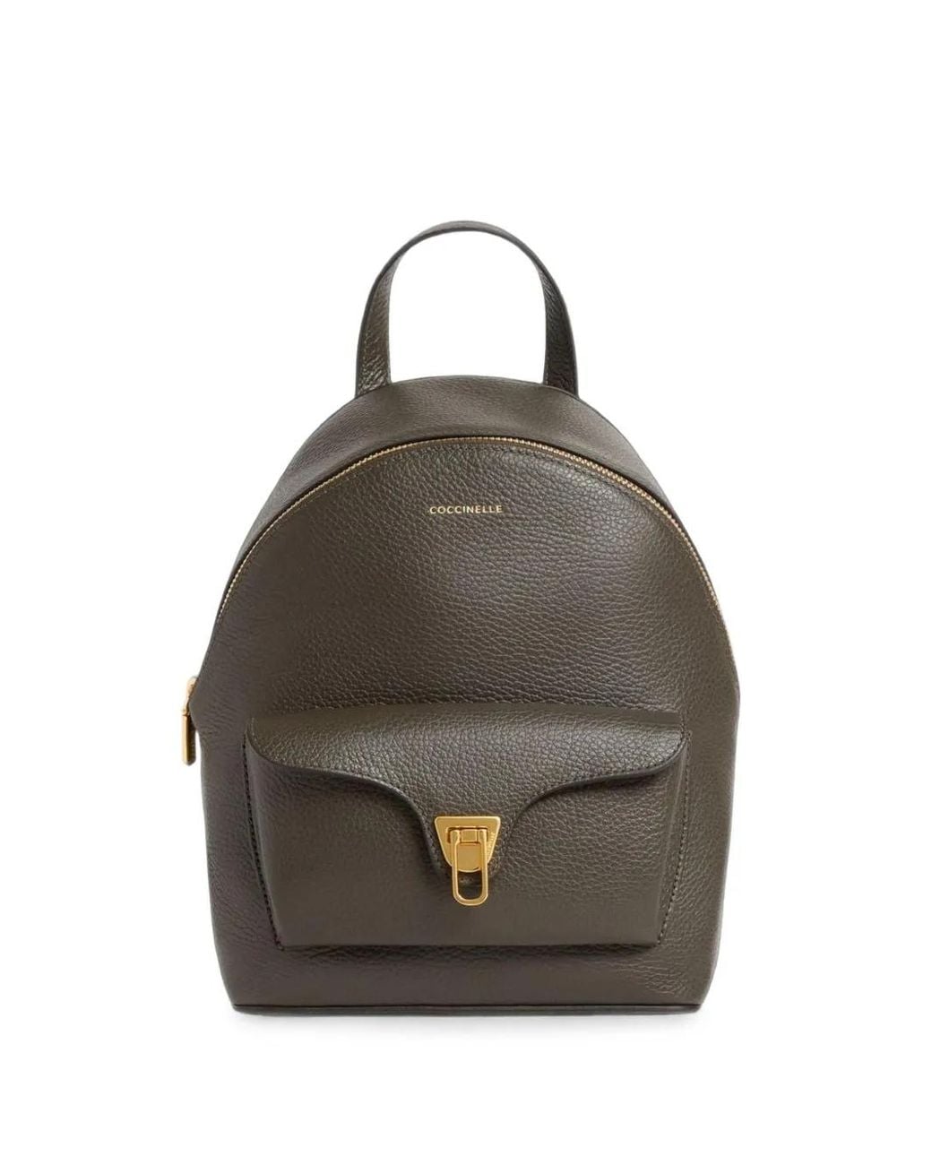 Coccinelle Gray Small Beat Grained-Leather Backpack