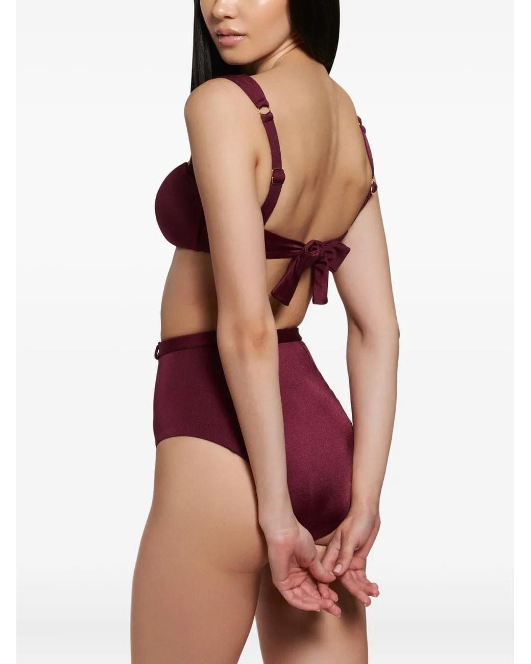 Noire Swimwear Red Belted High-Waisted Swimsuit