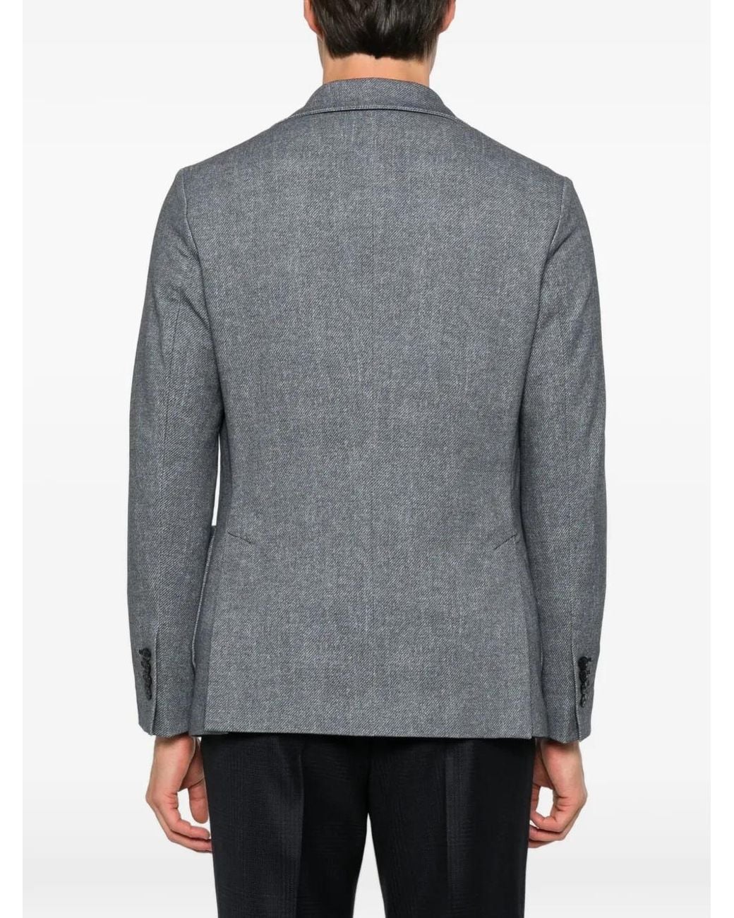 Circolo 1901 Gray Herringbone-Pattern Single-Breasted Blazer for men