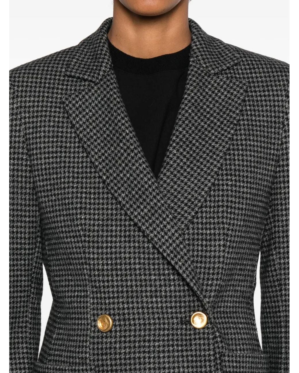 Harris Wharf London Black Houndstooth Double-Breasted Blazer