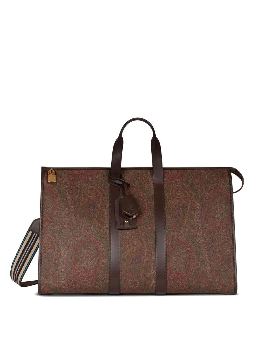 Etro Brown Large Paisley-Print Travel Bag for men