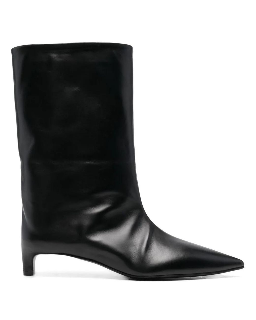 Jil Sander Black Pointed-Toe Leather Boots