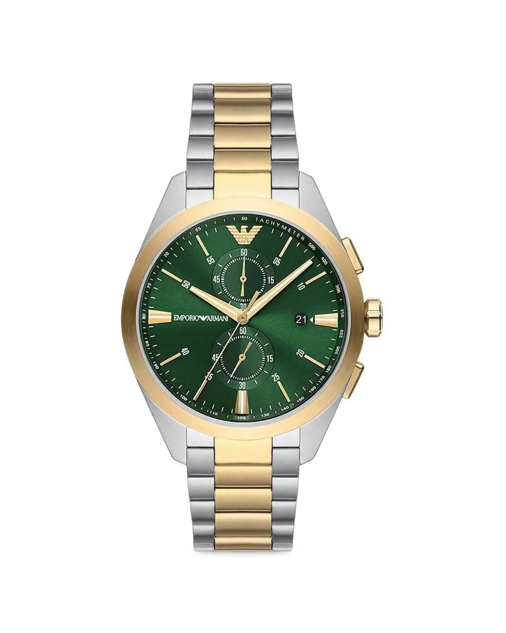 Emporio Armani Green Claudio Two-Tone Chronograph 43Mm Watch for men
