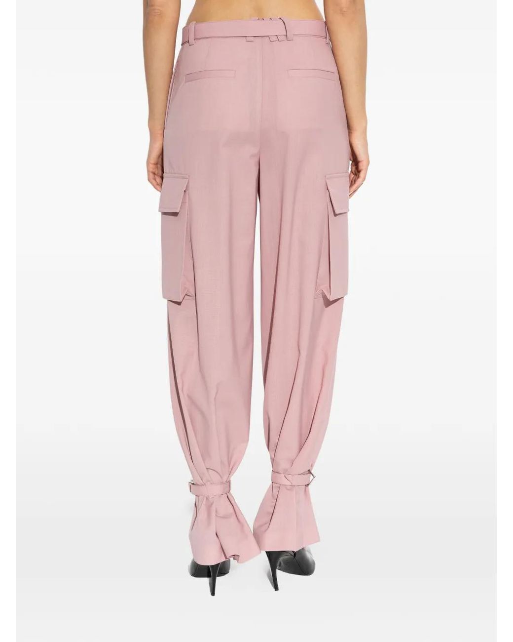 The Attico Pink Ruffle Cargo Trousers