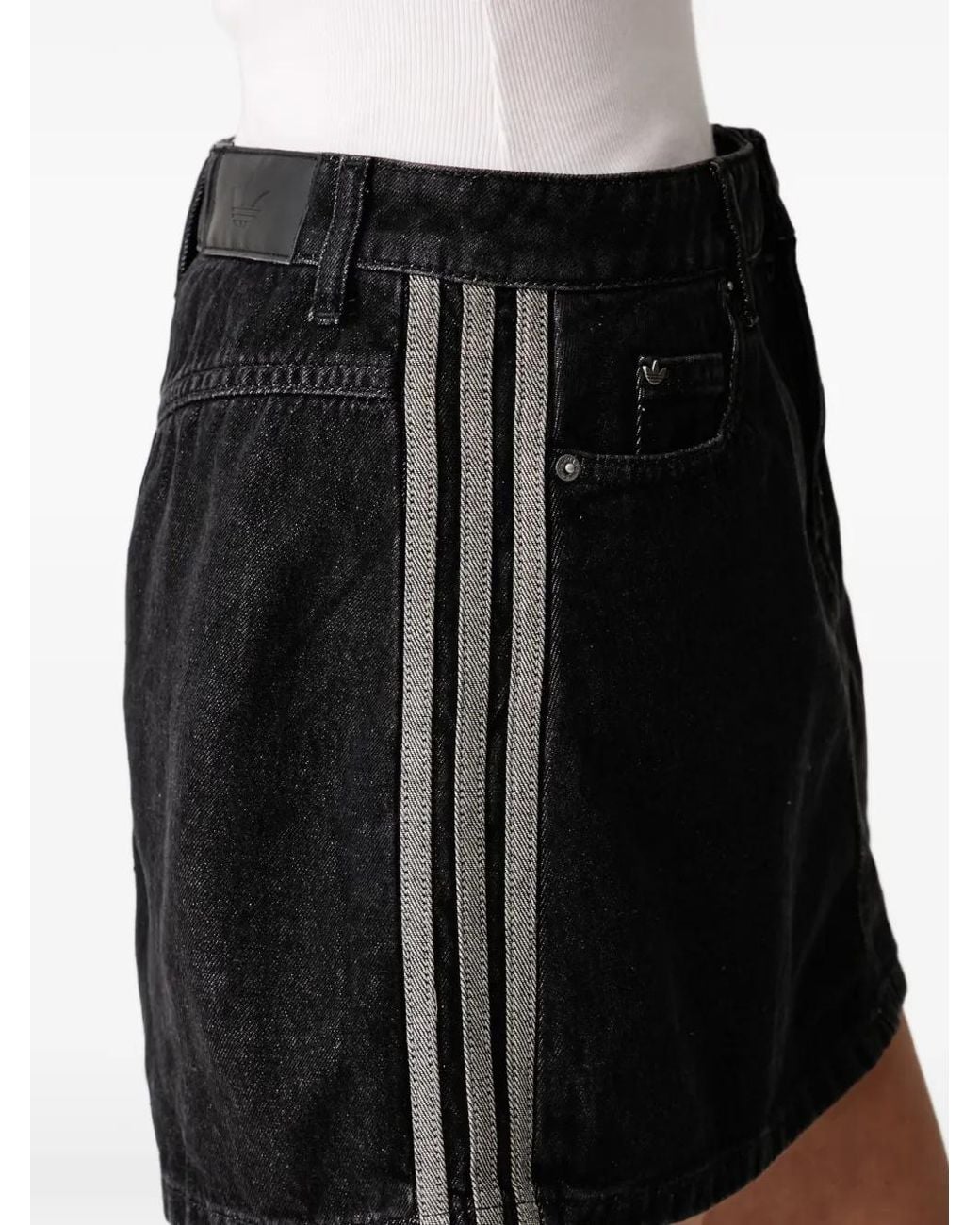 Adidas Black 3-Stripe Denim Mini Skirt