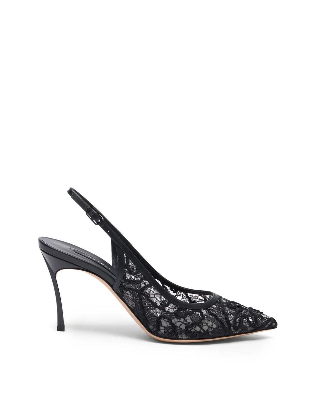 Casadei White Chantilly Blade Lace Heel Pumps