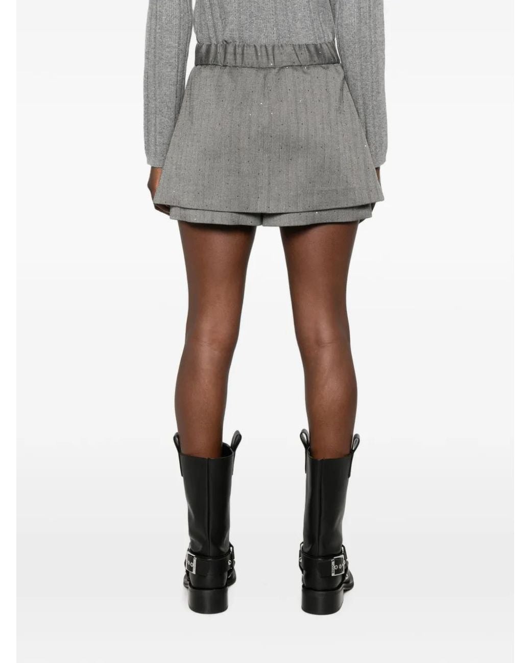 Maje Gray Rhinestone Tailored Skort