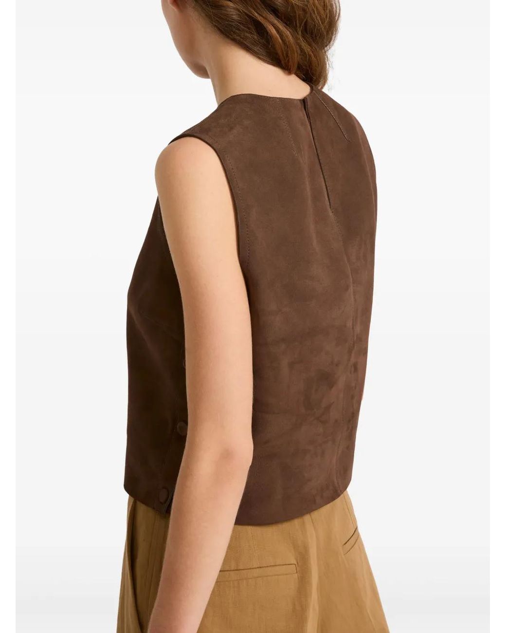 Yves Salomon Brown Sleeveless Suede Top