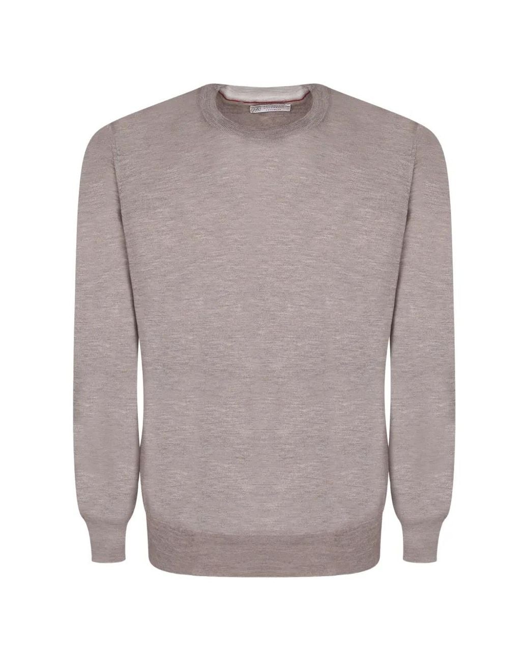 Brunello Cucinelli Gray Cashmere And Silk Lightweight Sweater for men