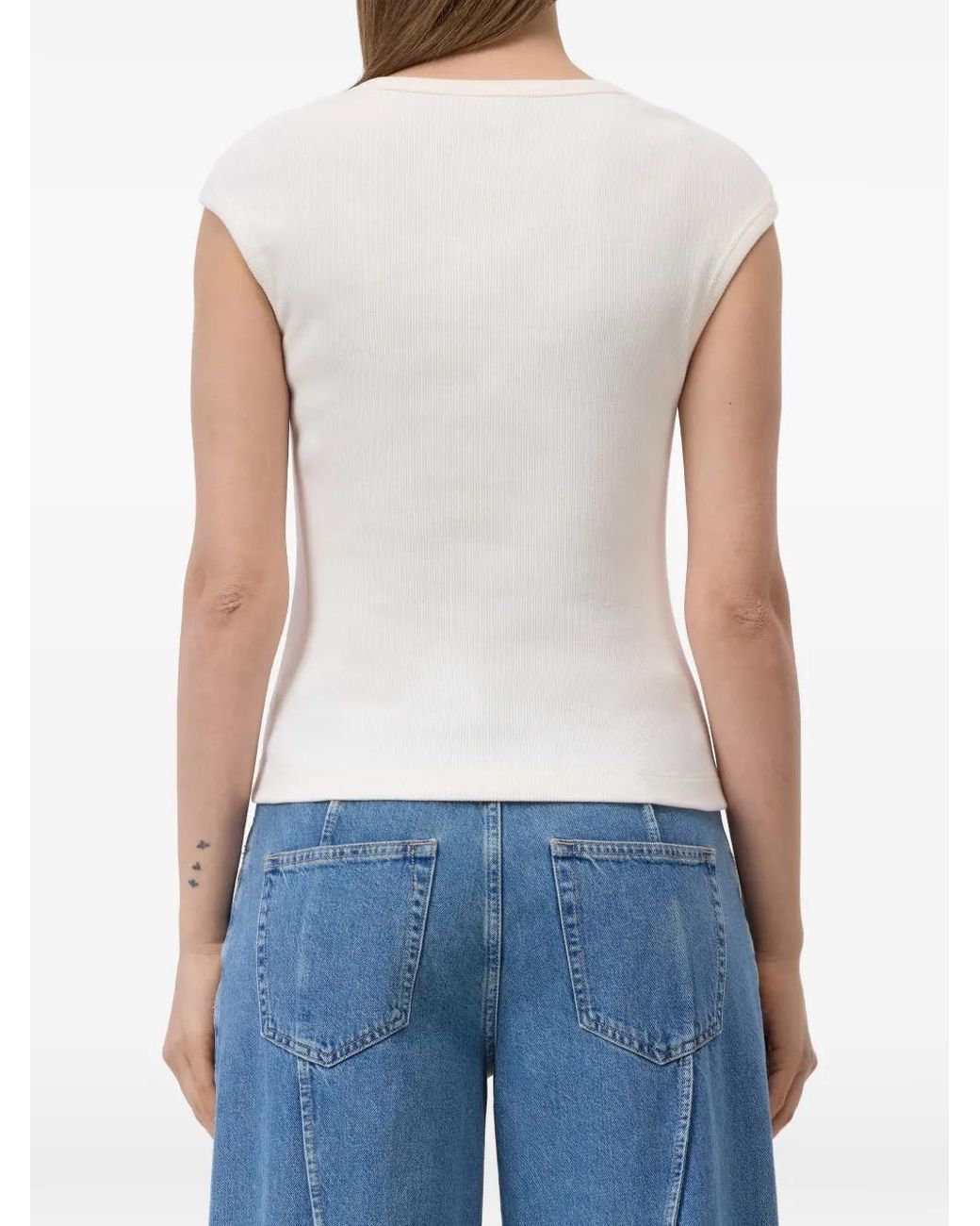 Closed White Ribbed-Knit T-Shirt