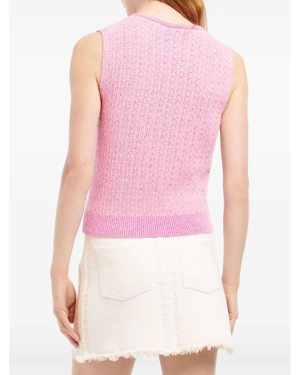 Barrie White Frayed Denim Mini Skirt