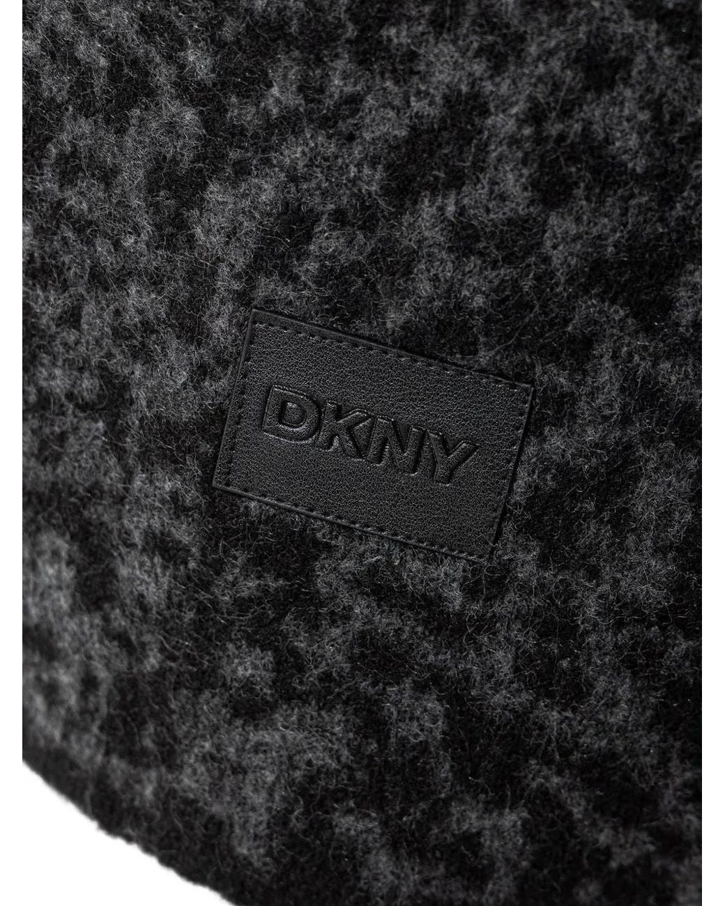 DKNY Black Leopard-Pattern Scarf