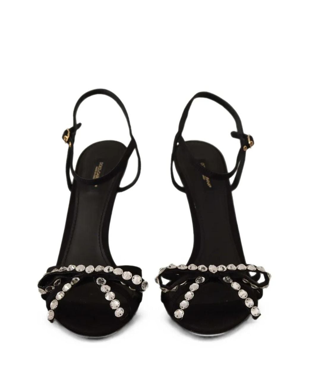 Dolce & Gabbana Black Crystal-Embellished Bow Sandals