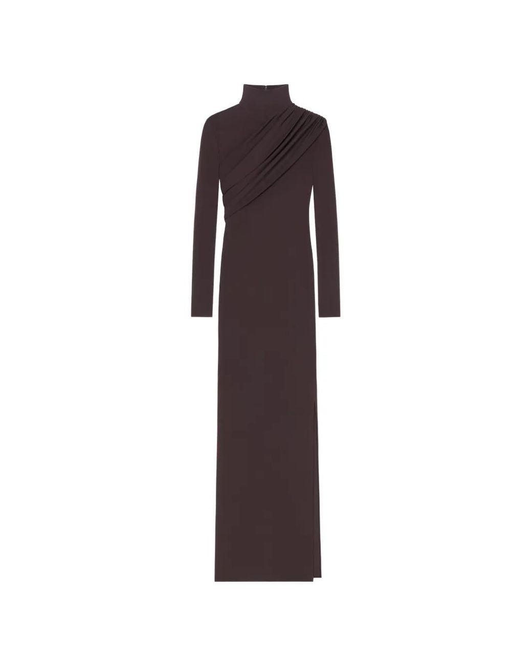Courreges Brown Robe Longue En Jersey À Détail Torsadé