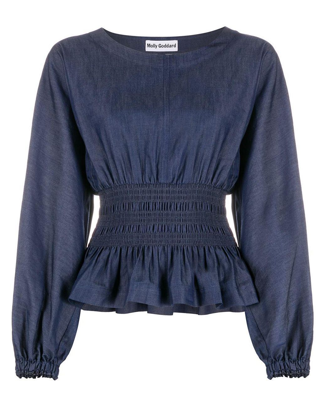 Molly Goddard Cotton Cinched-waist Peplum Blouse in Blue - Lyst