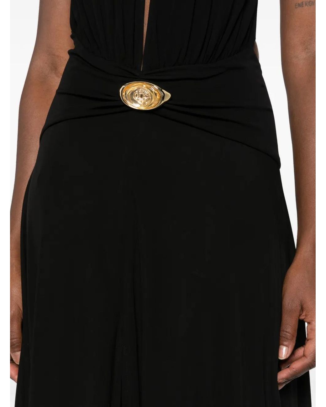 Casablanca White Halterneck Logo-Plaque Maxi Dress