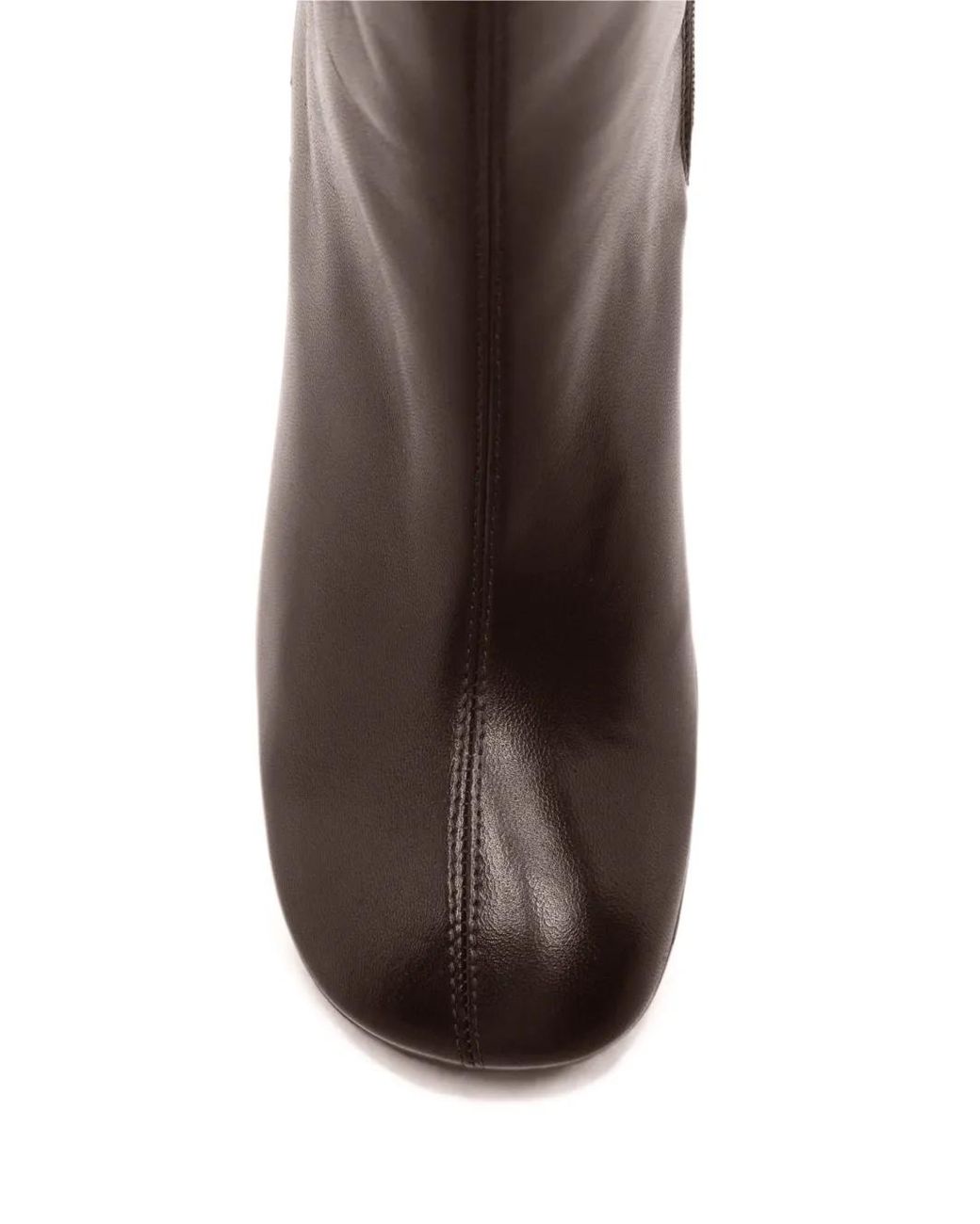Poeve Brown Thea Side-Zip Block-Heel Boots