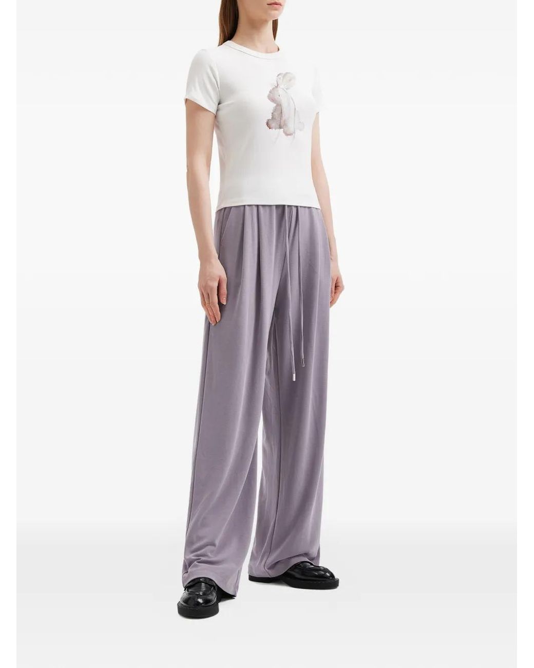 B+ AB Purple Drawstring Palazzo Pants