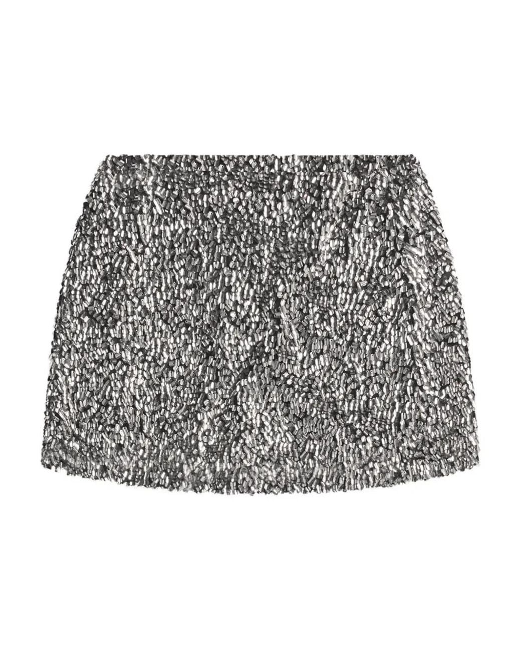 Area Gray Crysta- Cluster Sequin Mini Skirt