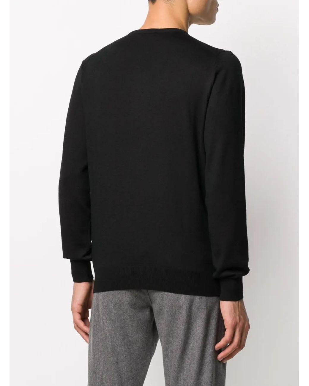 Barba Napoli Black Round Neck Jumper for men