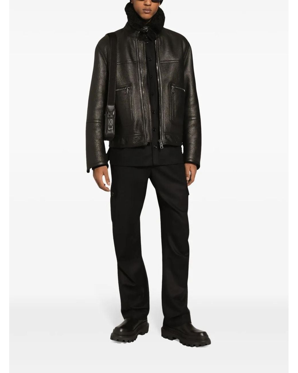 Dolce & Gabbana Black Virgin-Wool Cargo Trousers for men