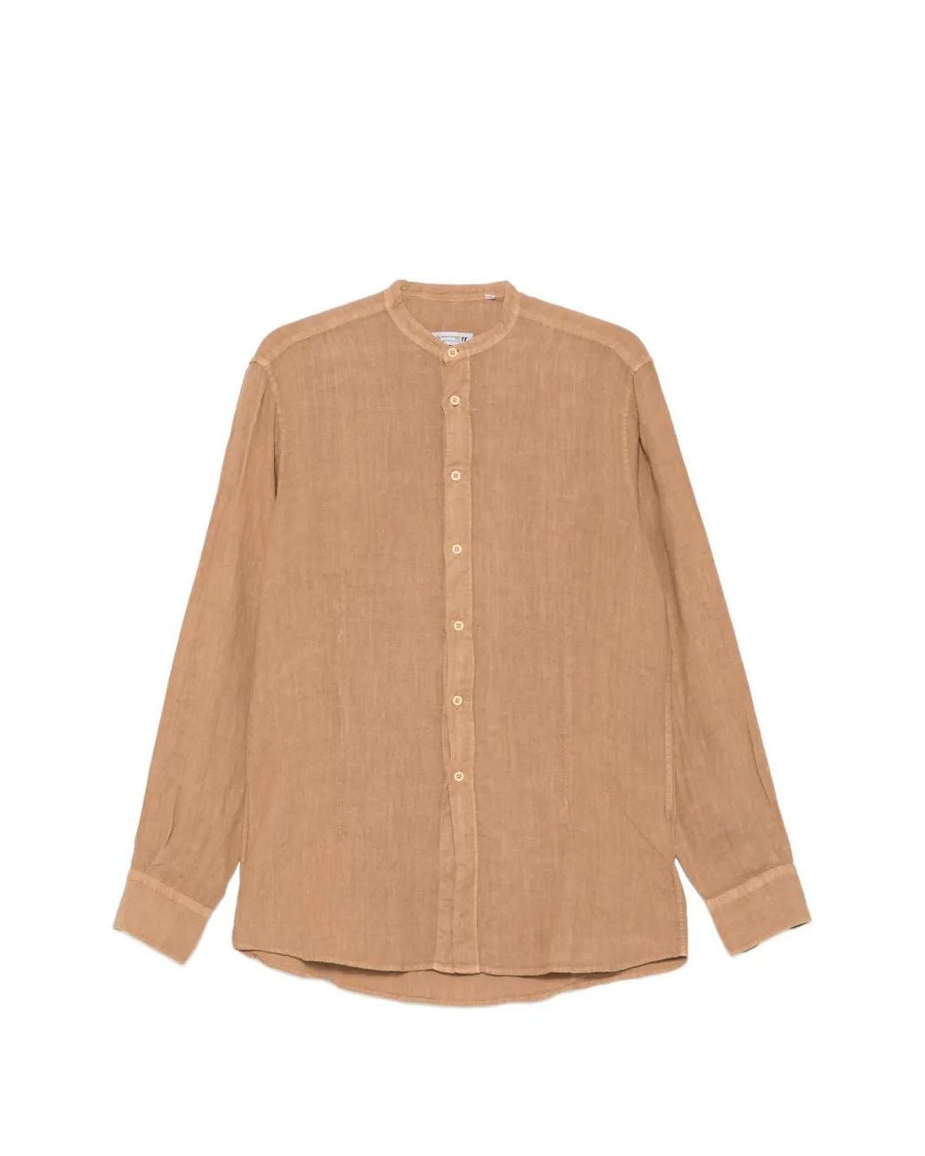 Daniele Alessandrini Natural Band-Collar Long-Sleeve Shirt for men