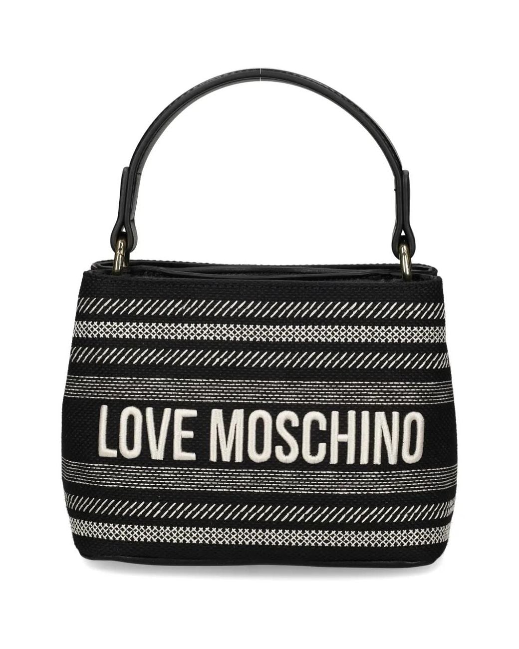 Love Moschino Black Logo-Embroidered Tote Bag