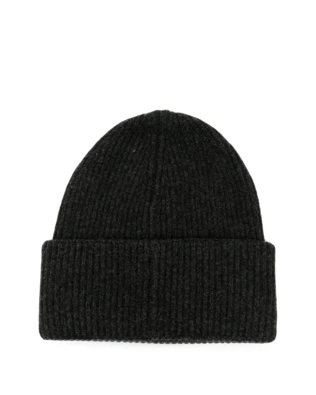 Amaranto Black Ribbed-Knit Beanie Hat for men