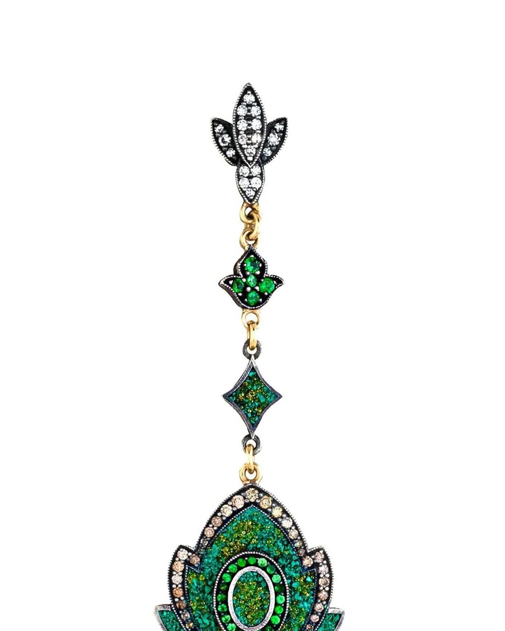 Sevan Bıçakçı Green Embellished Garnet And Diamond Drop Earrings