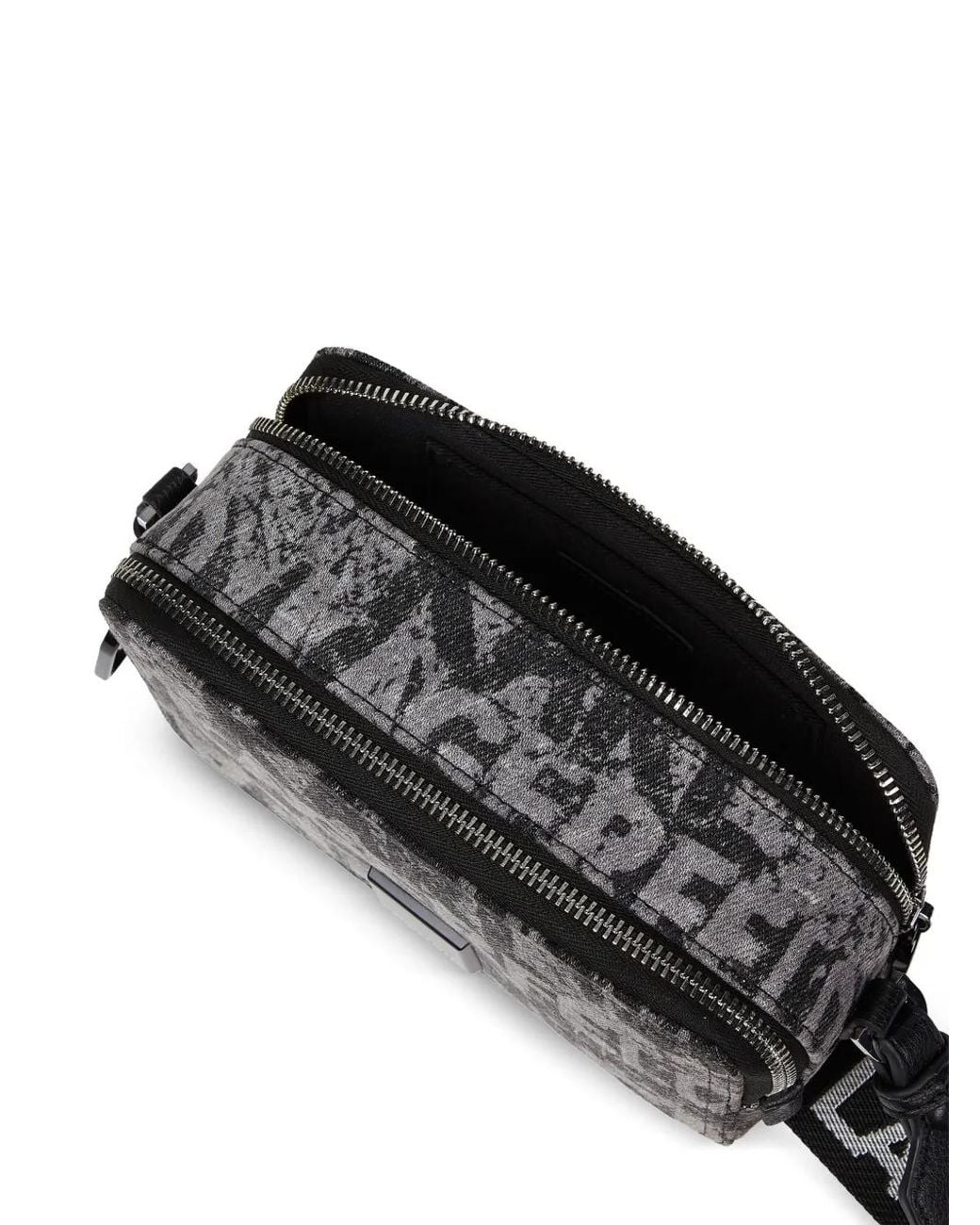 KARL LAGERFELD Logo-Print Denim Camera Bag in Black | Lyst UK