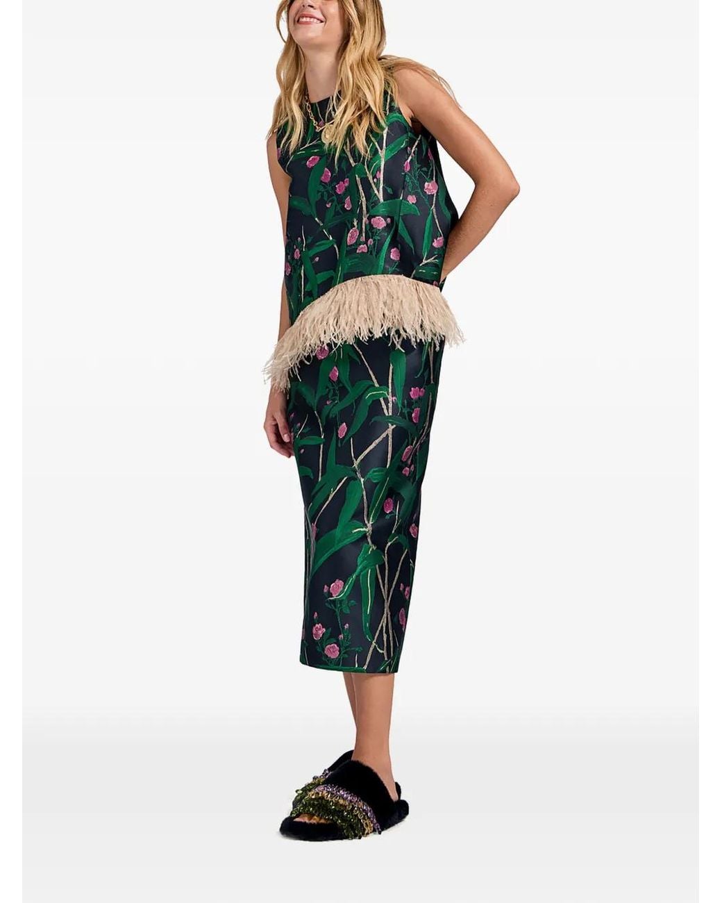 LaDoubleJ Green Bamboo-Print Top