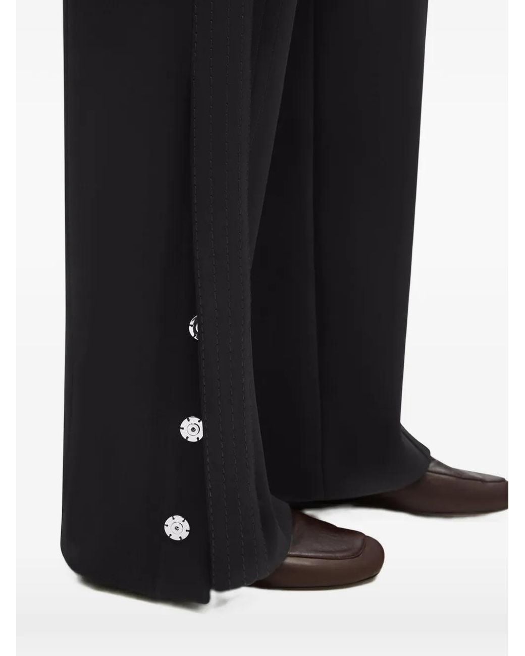 Another Tomorrow Black Graphic-Stitch Snap-Fastening Track Pants