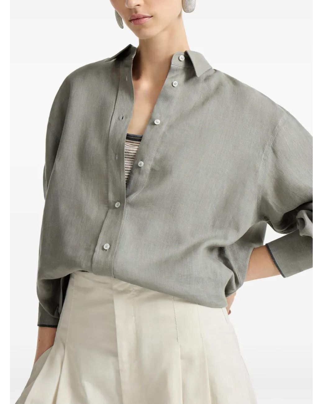 Brunello Cucinelli Gray Linen Shirt
